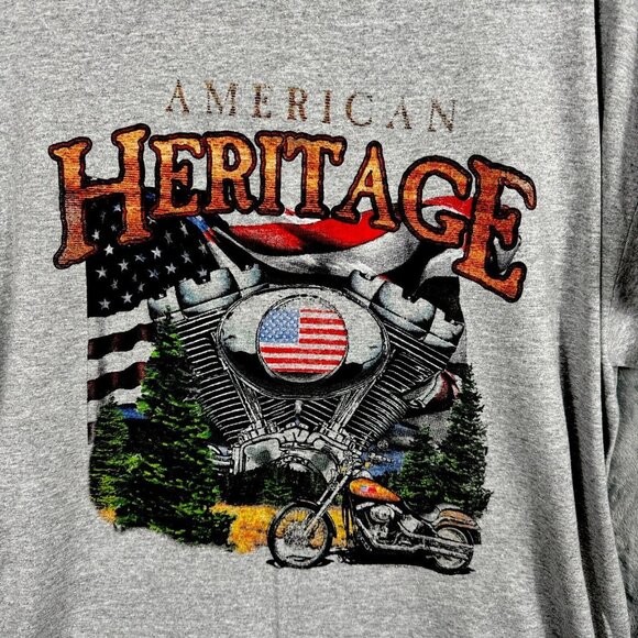 Glidden Men’s Biker T-Shirt American Heritage Gray Size Extra Large Shirt - Picture 2 of 8